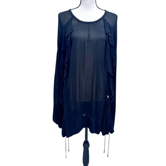 IRO BLACK BIRLIE RUFFLED OVERSIZED TOP - Picture 1 of 16
